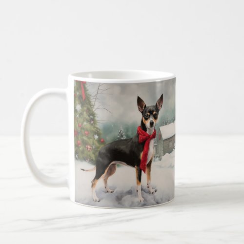 Rat Terrier Dog in Snow Christmas  Coffee Mug