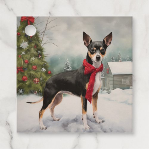 Rat Terrier Dog in Snow Christmas  Favor Tags
