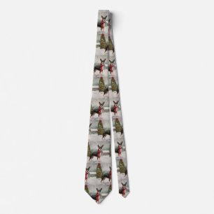 Rat Terrier Dog in Snow Christmas Neck Tie