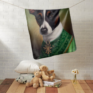 Rat Terrier Dog in St. Patrick's Day Dress Baby Blanket