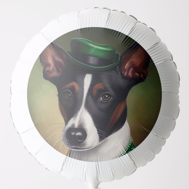 Rat Terrier Dog in St. Patrick's Day Dress Balloon (Front)