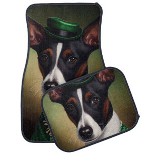 Rat Terrier Dog in St. Patrick's Day Dress Car Floor Mat