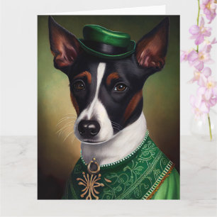 Rat Terrier Dog in St. Patrick's Day Dress Card
