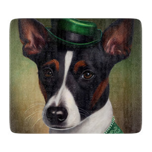 Rat Terrier Dog in St. Patrick's Day Dress Cutting Board