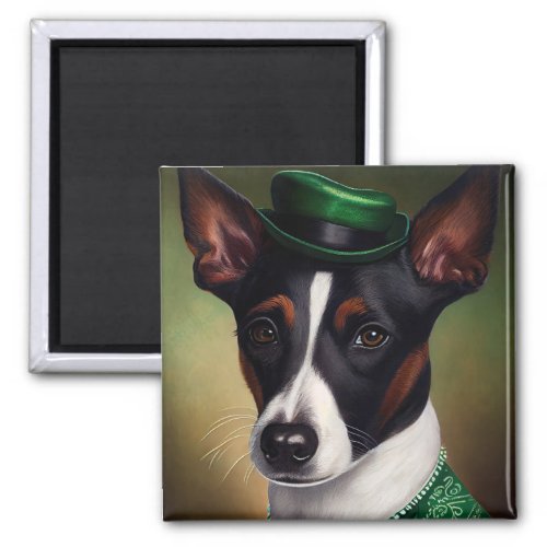 Rat Terrier Dog in St Patricks Day Dress Magnet