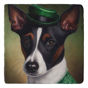 Rat Terrier Dog in St. Patrick's Day Dress Trivet