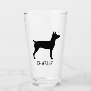 Rat Terrier Dog Silhouette Personalized Drinking Glass