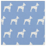 Rat Terrier Dog Silhouette Pet Light Blue Fabric