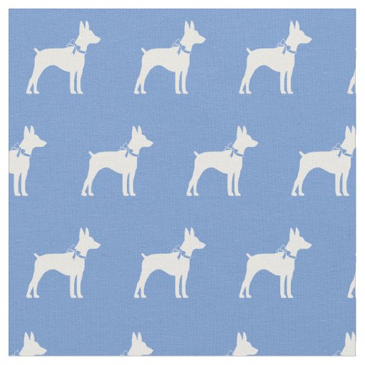 Rat Terrier Dog Silhouette Pet Light Blue Fabric