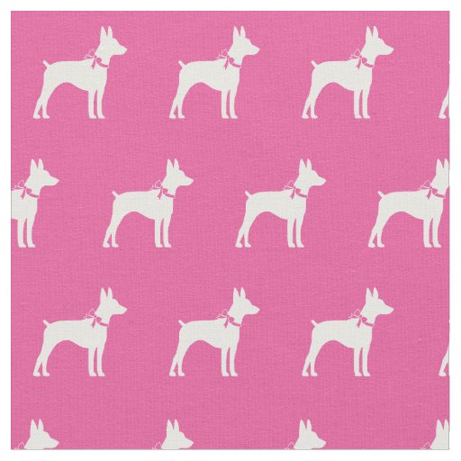 Rat Terrier Dog Silhouette Pet Pink Fabric