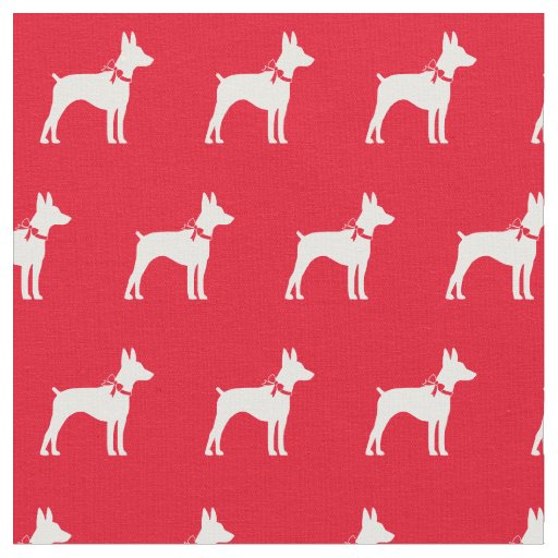 Rat Terrier Dog Silhouette Pet Red Fabric