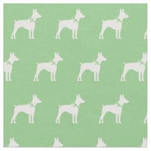 Rat Terrier Dog Silhouette Pet Sage Green Fabric