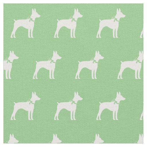 Rat Terrier Dog Silhouette Pet Sage Green Fabric