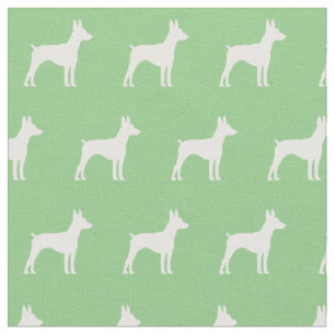 Rat Terrier Dog Silhouette Pet Sage Green Fabric