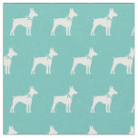 Rat Terrier Dog Silhouette Pet Teal Fabric