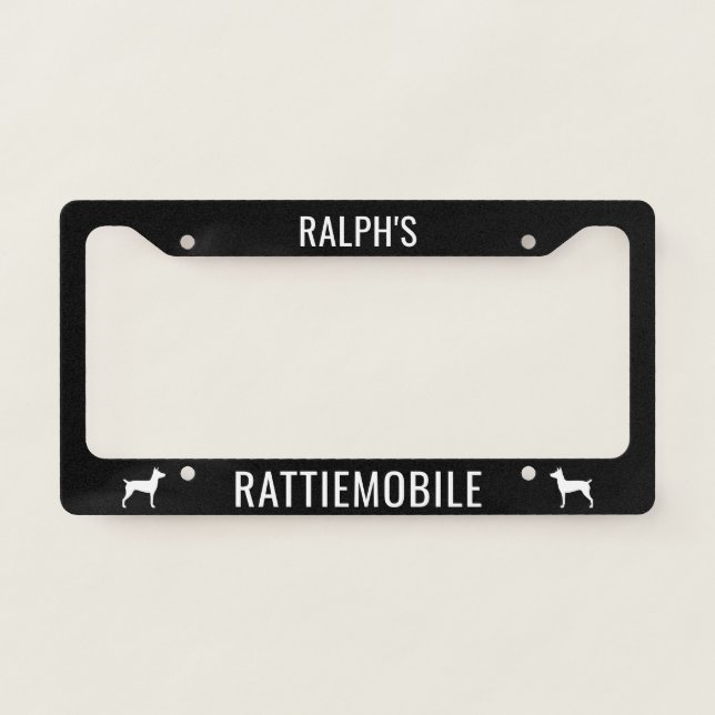 Rat Terrier Dog Silhouettes Rattiemobile Custom License Plate Frame (Front)