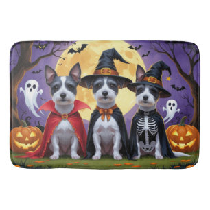Rat Terrier Dogs Pumpkin Halloween Funny Bath Mat