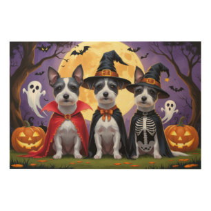 Rat Terrier Dogs Pumpkin Halloween Funny Wood Wall Art