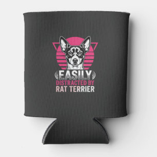 Rat Terrier Easily Distracted Retro Dog Can Cooler