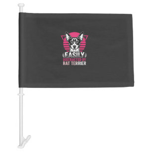 Rat Terrier Easily Distracted Retro Dog Car Flag