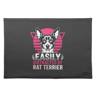 Rat Terrier Easily Distracted Retro Dog Cloth Placemat