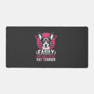 Rat Terrier Easily Distracted Retro Dog Desk Mat