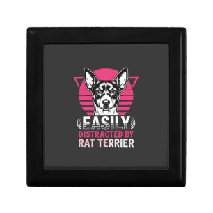 Rat Terrier Easily Distracted Retro Dog Gift Box
