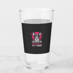 Rat Terrier Easily Distracted Retro Dog Glass