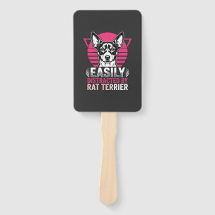 Rat Terrier Easily Distracted Retro Dog Hand Fan