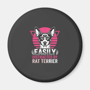 Rat Terrier Easily Distracted Retro Dog Magnet