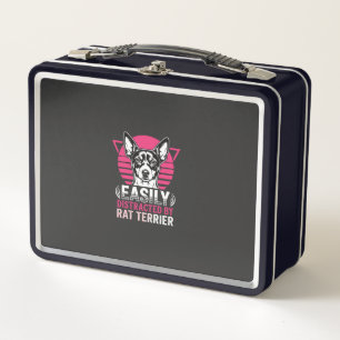 Rat Terrier Easily Distracted Retro Dog Metal Lunch Box