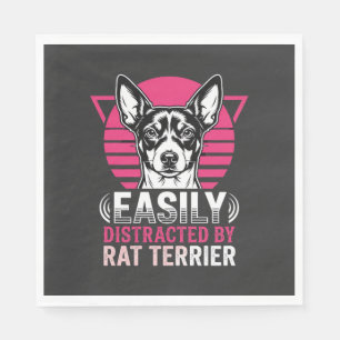 Rat Terrier Easily Distracted Retro Dog Napkins