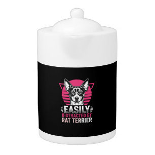 Rat Terrier Easily Distracted Retro Dog Teapot