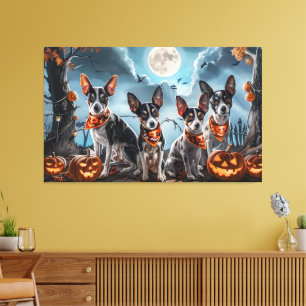 Rat Terrier Halloween Spooky Canvas Print