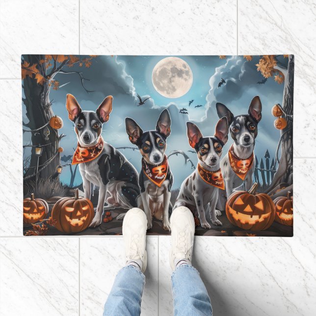 Rat Terrier Halloween Spooky  Doormat (Indoor)