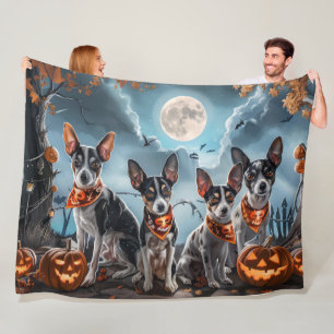 Rat Terrier Halloween Spooky Fleece Blanket