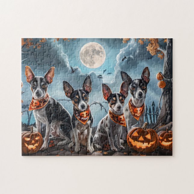 Rat Terrier Halloween Spooky  Jigsaw Puzzle (Horizontal)
