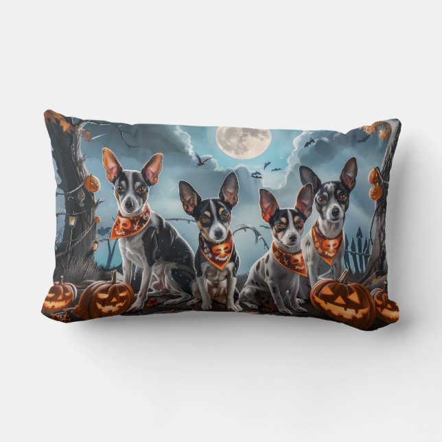 Rat Terrier Halloween Spooky  Lumbar Pillow (Back)