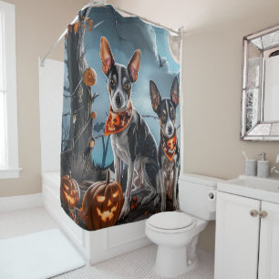 Rat Terrier Halloween Spooky Shower Curtain