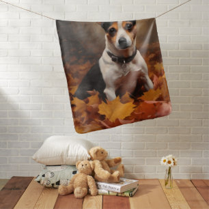Rat Terrier in Autumn Leaves Fall Inspire Baby Blanket