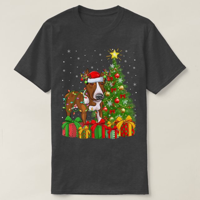 Rat Terrier Lighting Xmas Tree Santa Rat Terrier C T-Shirt (Design Front)