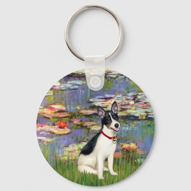 Rat Terrier - Lilies 2 Keychain (Front)