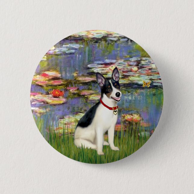 Rat Terrier - Lilies 2 Pinback Button (Front)