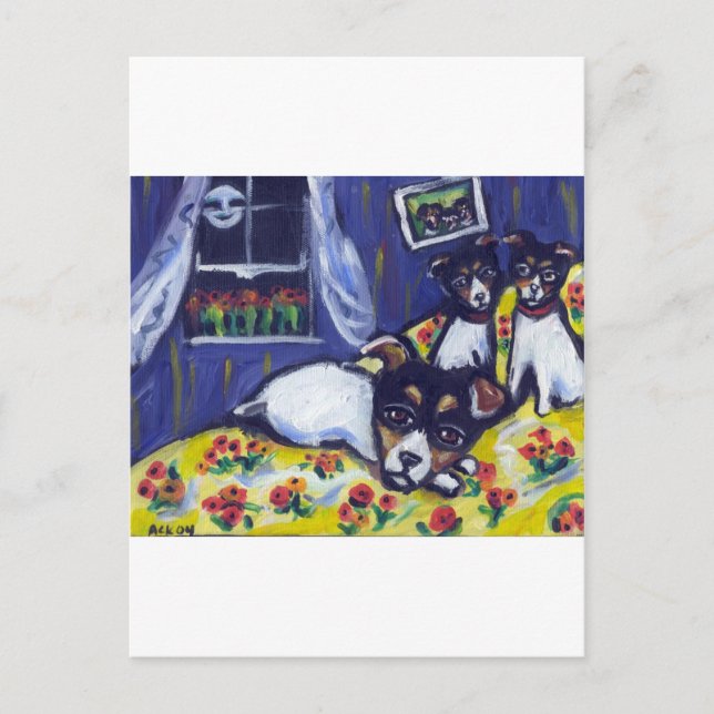 Rat terrier loungers postcard (Front)