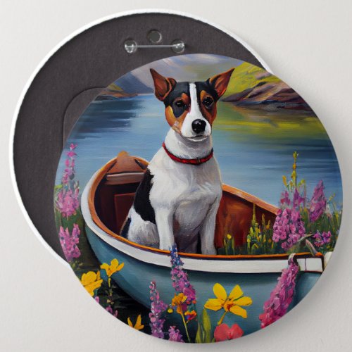 Rat Terrier on a Paddle A Scenic Adventure Button