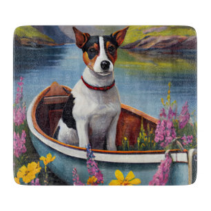 Rat Terrier on a Paddle: A Scenic Adventure Cutting Board