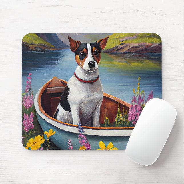 Rat Terrier on a Paddle: A Scenic Adventure Mouse Pad (With Mouse)
