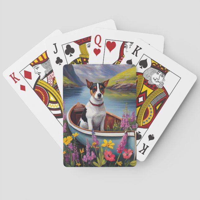 Rat Terrier on a Paddle: A Scenic Adventure Poker Cards (Back)