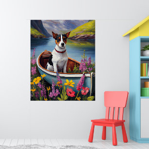 Rat Terrier on a Paddle: A Scenic Adventure Poster