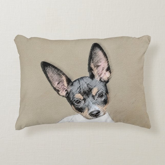 Rat Terrier Painting - Cute Original Dog Art Accent Pillow (Front)